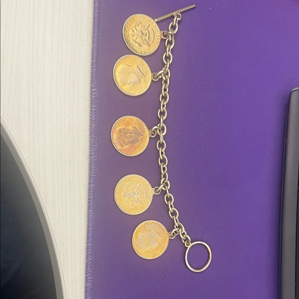 Gold-Tone Coin Charm Bracelet - Picture 2 of 6